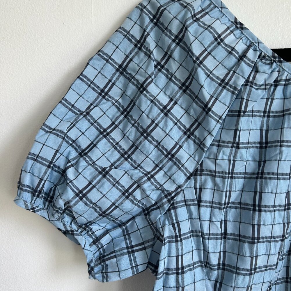 J. Crew Short Sleeve Blue and Black Blouse Size 10 NEW - Picture 5 of 5